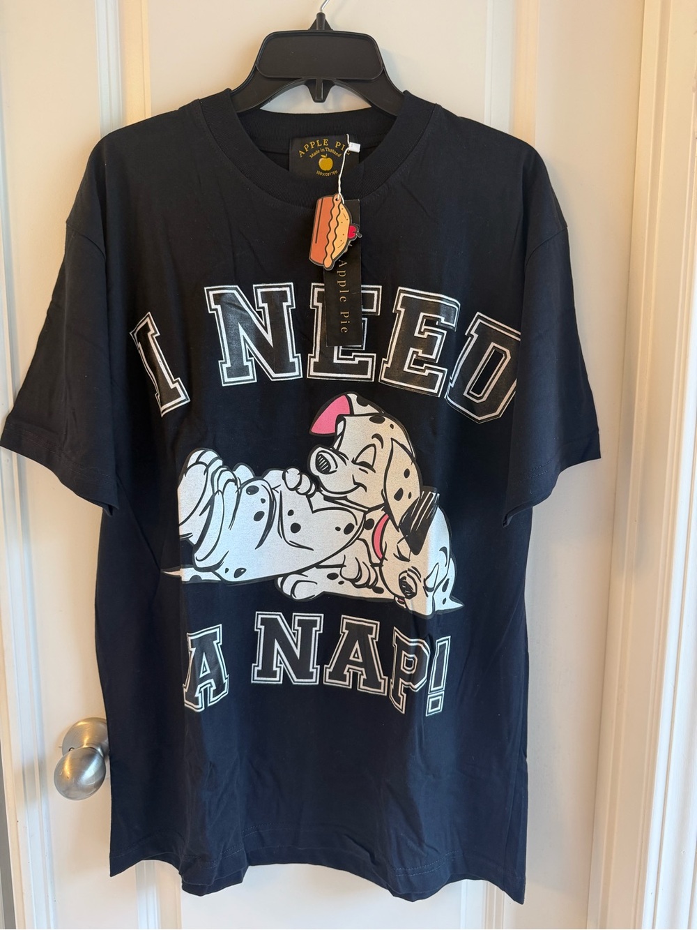 Apple Black Dalmatian 'I Need a Nap' Graphic Dog Tee